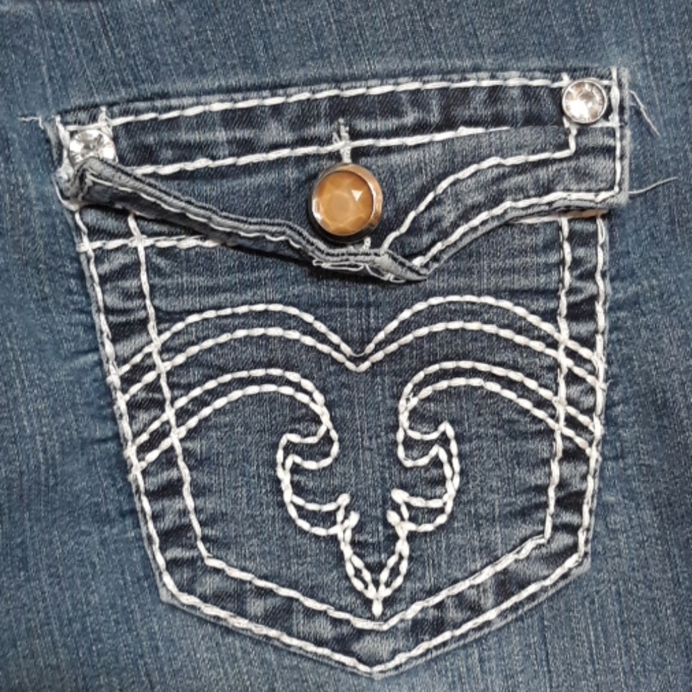 CLASH Womens Jeans Plus sz 3X Embroidered pockets B22 Distressed